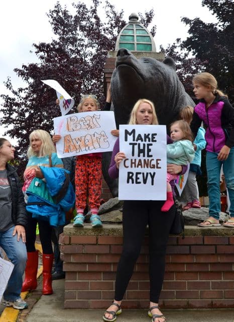 Residents protest the number of black bears destroyed recently in Revelstoke. Photo: Emily Kemp/Revelstoke Mountaineer