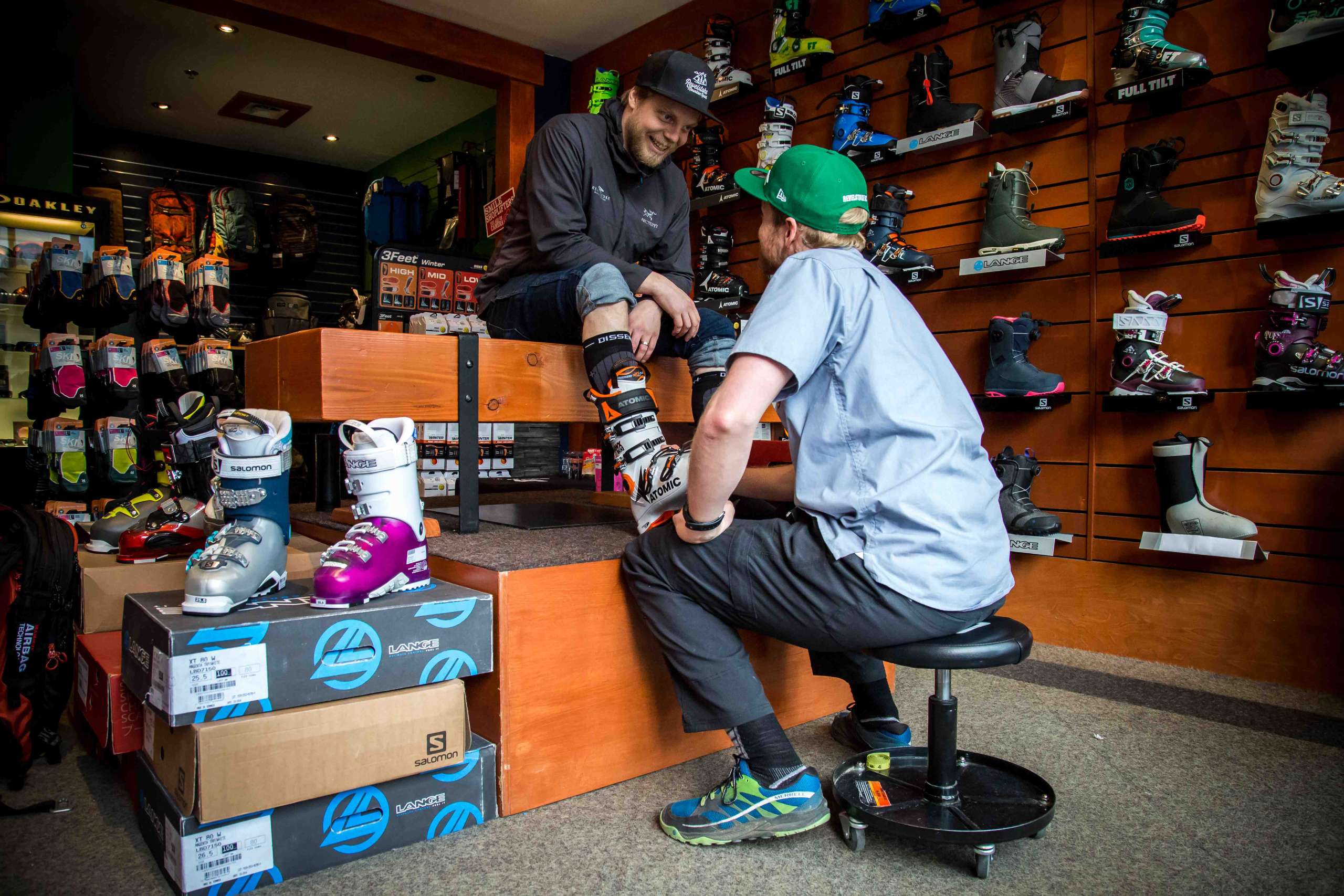 R Gear's Bryn Vickers fits boots for Devon Knopf. Photo: Sarah Mickel Photography