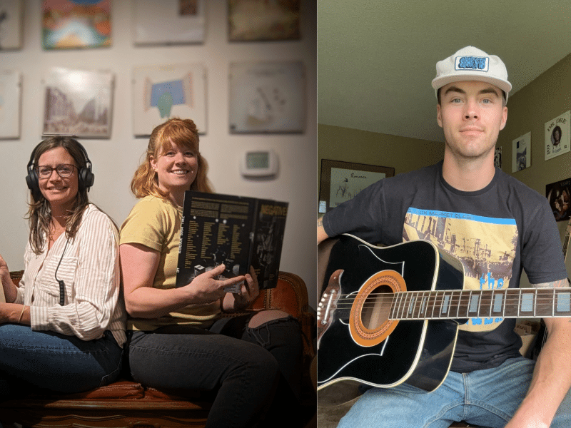 Sound Cellar team Kristin Olsen, Stacy Batchelor and Paddy Brown in collage of two images side by side.